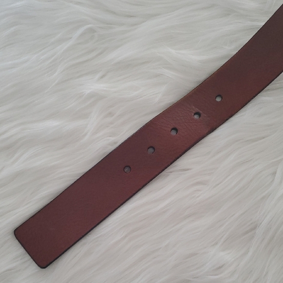 Michael Kors MK Logo Keeper Brown Leather Belt With Silvertone Buckle Size M - Picture 3 of 5